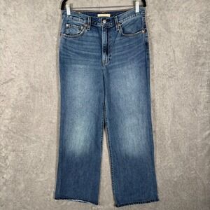 Levis Premium Ribcage Wide Leg Jeans Blue Medium Wash Womens Size 30 High Rise